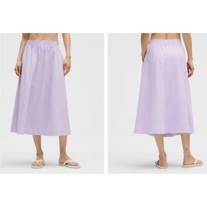 NWT Lululemon Stretch Woven Ruffle-Waist Midi Skirt Lavender Frost Size L / 10